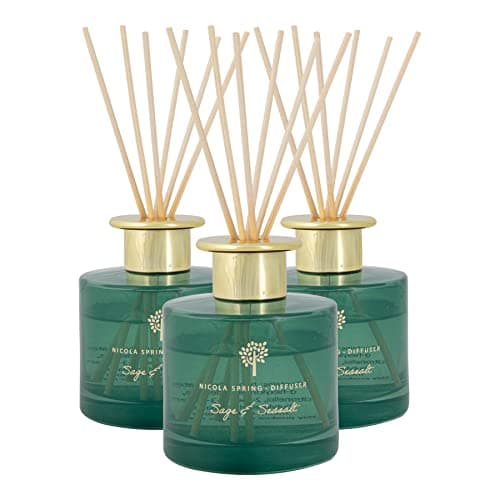 Image of Nicola Spring Sage & Seasalt Scented Reed Diffuser - 200ml - Pack of 3 - Aromatherapy 6 Sticks Air Freshener Home Fragrance Diffuser Fragrant Gift Set for Kitchen, Bathroom, Home