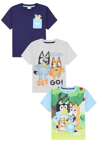 Image of Bluey 3 Pack Kids T-Shirts Boys Girls Multipack (2-3 Years) Blue