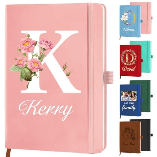 Image of STREADVE Personalised Notebook Journal with Initials Name Custom Notepad for Women Daughter Customised College Ruled Notebooks Lined Journals Gift for Mothers Day Mom Her Birthday Graduation
