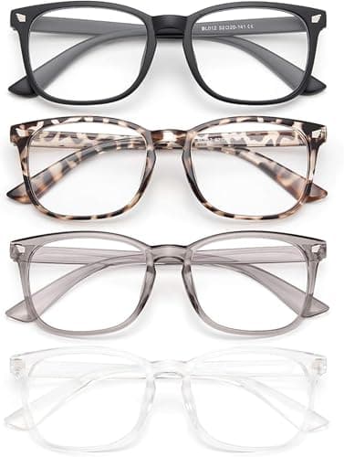 Image of Gaoye 4-Pack Blue Light Blocking Glasses Fashion Square Fake Nerd Eyeglasses Frame Anti UV Ray Filter Computer Gaming Glasses