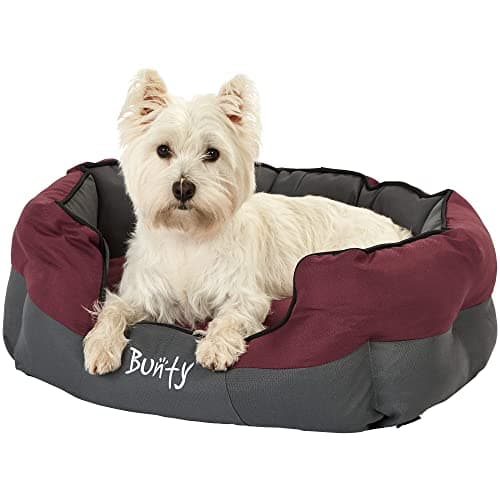Image of Bunty Anchor Sofa Dog Bed, Medium - Plush Cushioning & High Sides - Water Resistant, Anti Anxiety, Indoor & Outdoor Suitable, Washable Pet Bed - Medium, Red