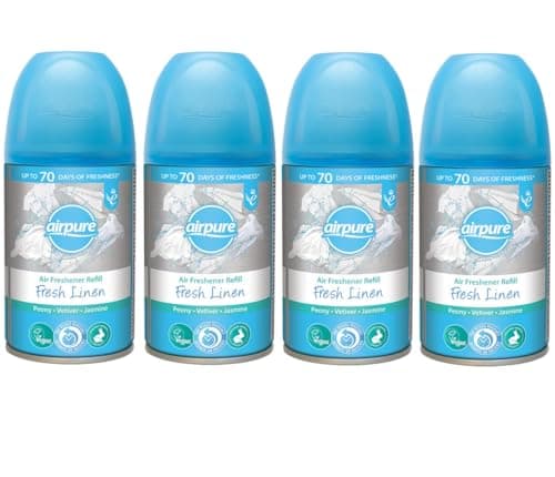 Image of Airpure Air Freshener Refill Tins (4 x 250ml) Automatic Air Freshener Refills (Fresh Linen)