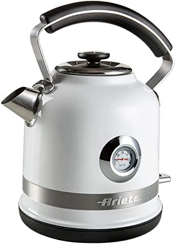 Image of Ariete 2854W Moderna Cordless Electric Kettle, Stainless Steel Body, 1.7 Litre Capacity, 3000 Watt, Visible Water Level, Removable Filter, Auto Shut Off, White