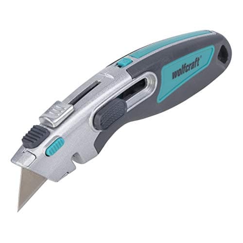 Image of wolfcraft Professional Dual Safety Knife with Trapezium Blade I 4106000 I for Safe Cutting of Solid Materials