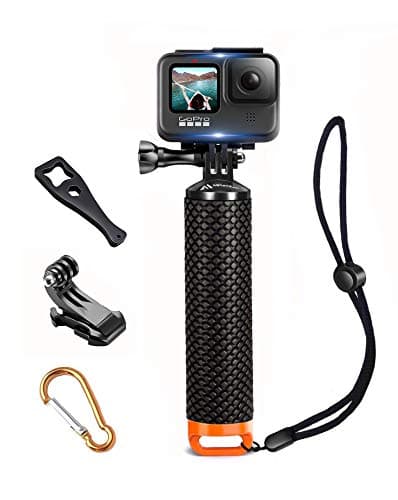 Image of Waterproof Floating Hand Grip compatible with GoPro Hero 13 12 11 10 9 8 7 6 5 4 3 3+ 2 1 Session Black Silver Camera Handler & Handle Mount Accessories Kit for Water Sport and Action Cameras (Orange)