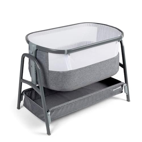 Image of Ickle Bubba Bubba & Me Travel Cot with Mattress Included – Next to Me Crib & Adjustable Bedside Sleeper | Foldable Baby Cot with Foldable Mattress & Carry Bag | Space Grey
