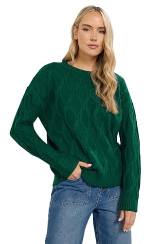 Image of Long Tall Sally - LTS Tall Cable Knit Jumper - Women's Dark Green