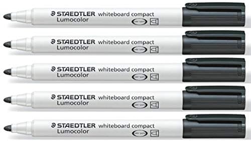 Image of Staedtler Lumocolor 341 Dry Erase Markers for Whiteboard - Black (Pack of 5)
