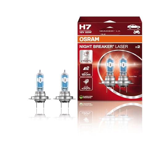 Image of OSRAM NIGHT BREAKER LASER H7, +150% more brightness, halogen headlight lamp, 64210NL-HCB, 12V, Duo box (2 lamps)