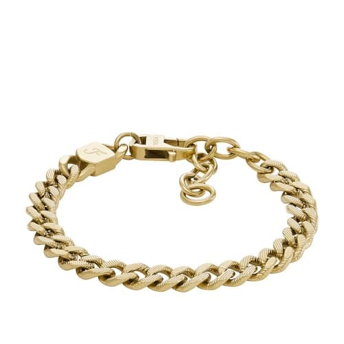 Image of Fossil Men's Harlow Linear Texture Chain Gold-Tone Stainless Steel Bracelet, JF04698710