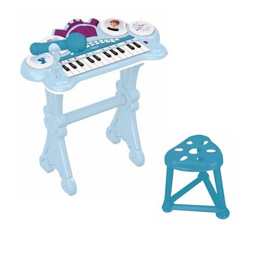 Image of Lexibook, Frozen, Electronic keyboard with seat, microphone, MP3 player, sound effects, demo tunes, Blue/purple, K707FZ