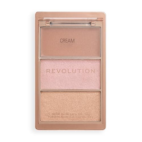 Image of Revolution Highlight Icon Palette, Trio of Cream, Powder and Shimmer, Buildable Pigment to Highlight with Ease, Molten Bronze, 2.8g