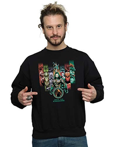 Image of Absolute Cult DC Comics Men's Aquaman Unite The Kingdoms Sweatshirt Black XXX-Large