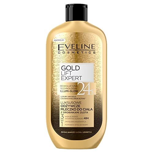 Image of Eveline Cosmetics Gold Lift Expert Luxury Nourishing Body Milk with Hydra Luxury Molecular Technology, 24k Gold & Caviar Therapy, 350 ML