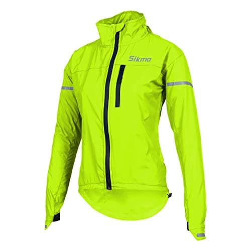 Image of Sikma WOMEN GIRLS CYCLING JACKET LADIES RAIN COAT FEMALE WATERPROOF WATER RESISTANT JACKET RUNNING CASUAL TOP OUTDOOR (Fluorescent, M)