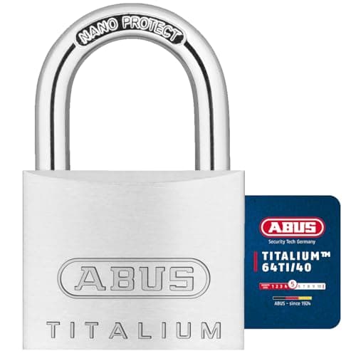 Image of ABUS Titalium 64TI/40 Padlock - Set of 4, keyed Alike - Basement Lock with Lock Body Made of Special Aluminium - Hardened Steel Shackle - ABUS Security Level 5