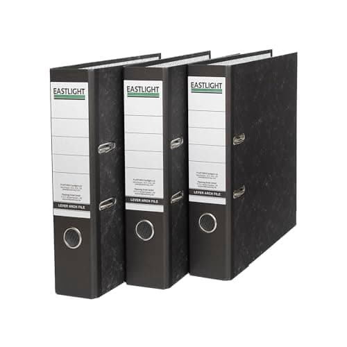 Image of Eastlight A4 Lever Arch Files Black & White Pack of 3