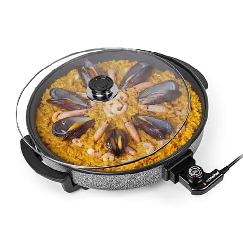 Image of VonShef Large Multi Cooker 6L – 42cm Electric Frying Pan with Lid & Adjustable Temperature Control, Easy Clean, Non Stick Aluminium with Cool Touch Handles & Detachable Power Cable for Serving – 1500W