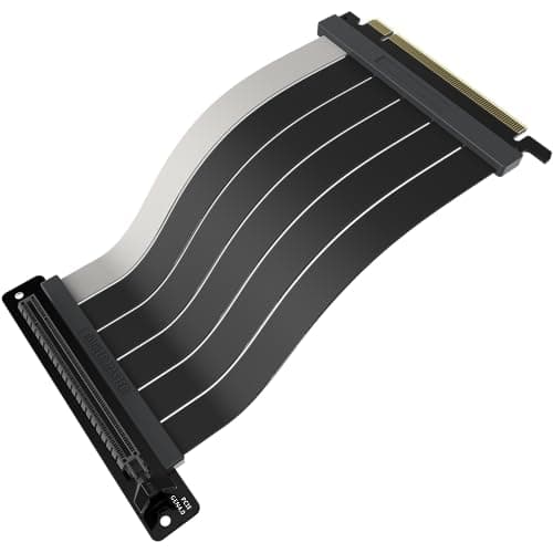 Image of Cooler Master MasterAccessory Riser Cable PCIe 4.0 x16 200mm V2 Black, PCIe 4.0 | Older Compatible, EMI Shielded 30 AWG, TPE Cable Sleeves, Protective ABS Casing for GPU Card (MCA-U002R-KPCI40-200)