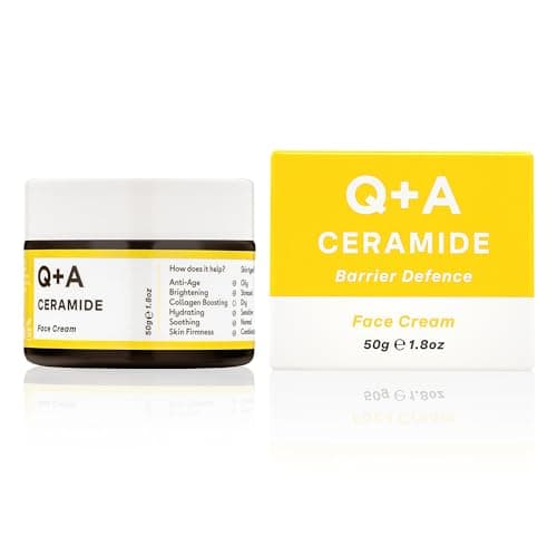 Image of Q+A Ceramide Barrier Defence Face Cream (50g), Hydrating Moisturiser with Pineapple Ceramides, Pro Vitamin E and Squalane, Natural Face Care, Fragrance Free Skincare, Brightening Face Cream
