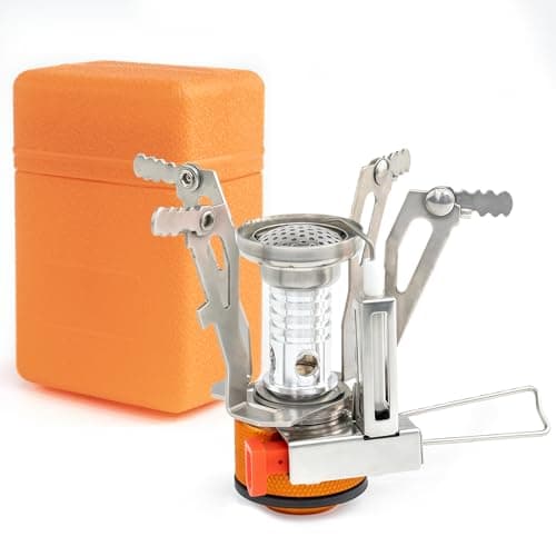 Image of ASSRECT Camping Gas Stove, Portable Windproof Backpacking Stove with Piezo Ignition, Foldable Lightweight Mini Cooking Burner with Carry Case for Outdoor Hiking Trekking Picnic Fishing
