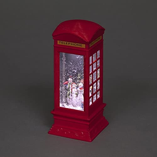 Image of Parcel in the Attic Light Up Christmas Globe Telephone box Water Lantern with Snowman Scene