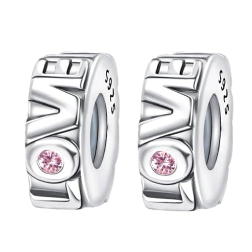 Image of Doyafer 925 Sterling Silver Charms Love Heart Silicone Spacer Beads Set For Women'S Charms Bracelets 2 Per Pack