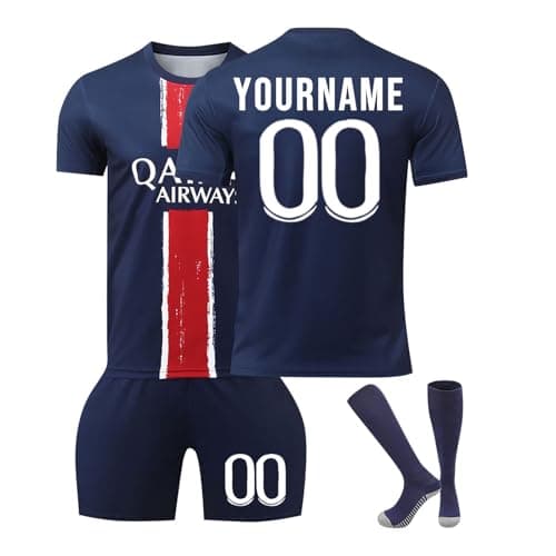 Image of Kids Football Kit 24/25 Home/Away Personalized DIY Men's Boy's Soccer Jerseys Youth Trainshirts T Shirt, Short and Socks Set Fans Football Gifts for Boys Size Kid to Adult