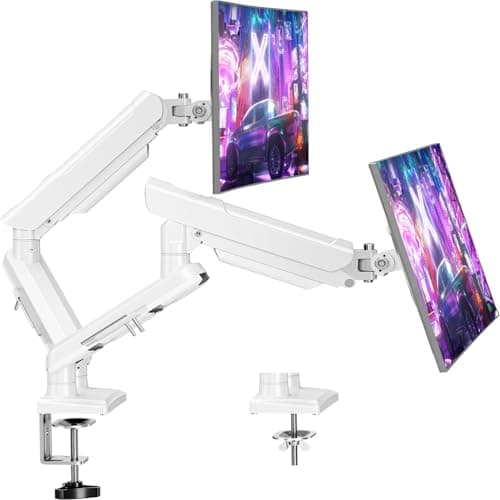 Image of ELIVED Dual Monitor Arm Desk Mount for 13-32 inch Screen, Height Adjustable Double Gas Spring Arm, Gaming Monitor Arm Holds 2-9kg, VESA 75x75 100x100 with C-clamp& Grommet, Freelift Pro White EV6012W