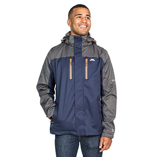 Image of Trespass Mens Wooster Waterproof Jacket Navy XXS with Concealed Hood Zipped Pockets Ventilation