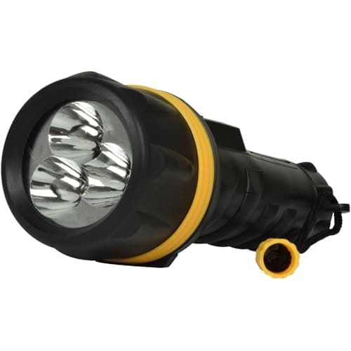 Image of Mercury Heavy Duty LED Rubber Torch Durable Handheld Torch with Wide-Angle LEDs, Anti-Roll Grip, Splash Resistant, Portable and Ideal for Camping, Outdoor, Work and Emergencies 2 x D Batteries