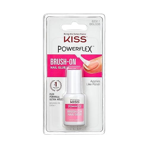 Image of KISS Powerflex Brush-On Nail Glue, Flex Formula for Ultra Hold of False Nails, Instantly Repairs Breaks and Tears