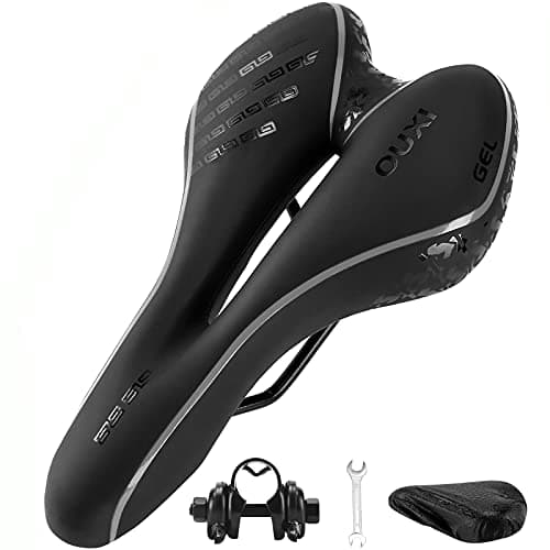 Image of OUXI Bike Seat, Gel Bicycle Saddle Comfortable Soft Breathable Cycling Bicycle Seat Cushion Pad with Ergonomics Design for MTB Mountain Bike Exercise Bike Road Bike Men and Women-Black