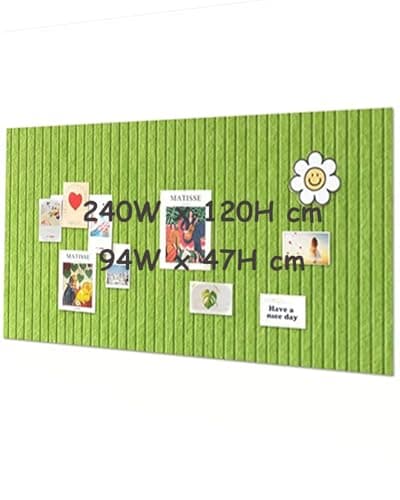 Image of Rokeblau 240x120cm Large Bulletin Board, Decorative Felt Pin Board, 0.9cm Thick Foldable Photo Display Board with Self-Adhesive Tape, Vision Board for School Home Kitchen Office Walls - Apple Green
