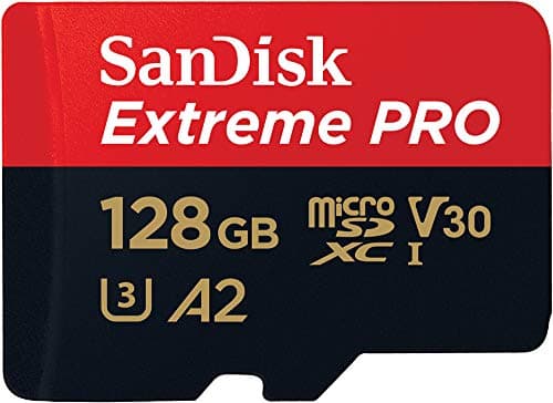 Image of SanDisk 128GB Extreme PRO microSDXC card + SD adapter + RescuePro Deluxe, up to 200 MB/s, with A2 App Performance, for smartphones, action cameras or drones UHS-I Class 10 U3 V30