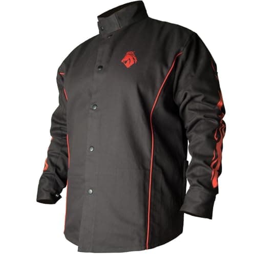 Image of Revco Bsx Bx9C Flames Cotton Welding Jacket X-Large Black/Red