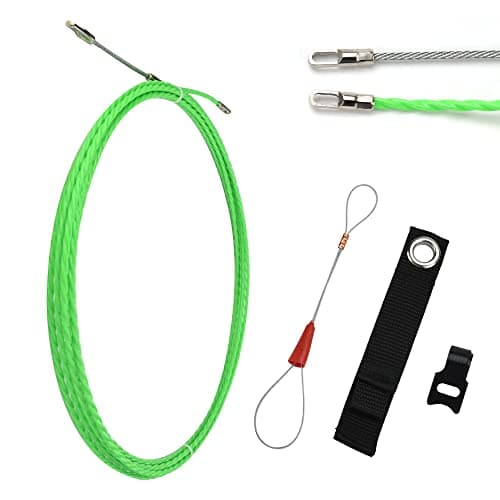 Image of YAANBUNB 6m Fish Tape Wire Puller Electrical Wire Threade Nylon Fish Tape Cable Puller Cable Rods Kit Through Wall Cables Running Rods Cables Fishing Tool with Metal Lock Wire for Insulation Pipe