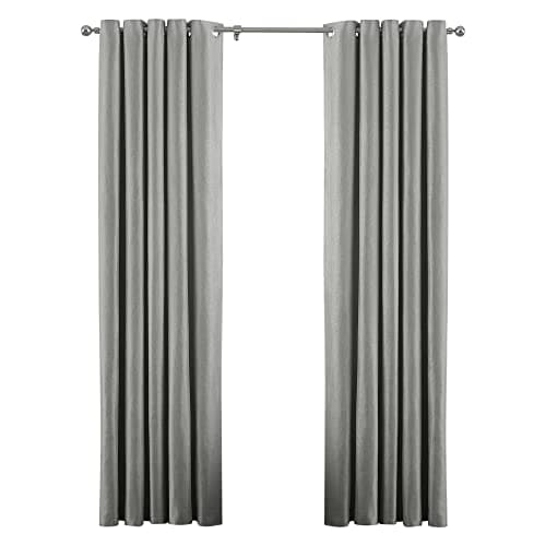 Image of Riva Paoletti Atlantic Ringtop Eyelet Curtains (Pair) - Grey - Woven Twill Fabric - Ready Made - 100% Polyester - 229cm width x 229cm drop (90" x 90" inches) - Designed in the UK ,ATLANTI/RT3/GRY