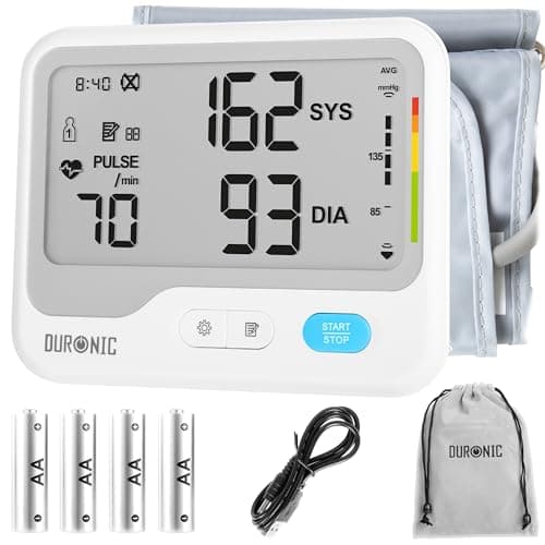 Image of Duronic Blood Pressure Monitor BPM125 Upper Arm Automatic BP Machine for Professional and Home Use Large Digital LCD Display Compact 60 Record Memory Medium 22cm-32cm Cuff