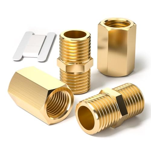 Image of Bwintech 4 Pcs 1/4" to 1/4" Female & Male BSP Thread Brass Hex Nipple & Hex Coupling Connector for Pipe Connecting Conversion