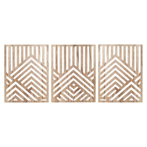 Image of Jinzhenhong 3PCS Wood Mountain Wall Art, Modern Wooden Panel Mountain Wall Decor, Decorative Forest Nature Abstract Line Minimalist Wall Art for Living Room Bedroom Farmhouse (Light brown)