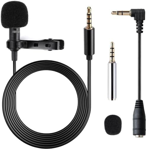 Image of Lavalier Microphone, Professional Grade Omnidirectional Lapel Mic with Easy Clip on System, Perfect for Recording Interview/Video Conference/Podcast/Voice Dictation/Phone