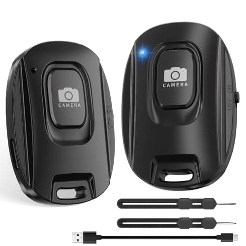 Image of VYVIYON Bluetooth Camera Remote Shutter for iPhone and Android Smartphones, Rechargeable Wireless Phone Remote Control,Selfie Button for Photos and Videos, Charging Cable Included (2 Pack)