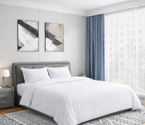 Image of Indus Textiles King Size Duvet Cover Set 100% Egyptian Cotton 200 Thread Count Duvet Cover Set with Pillowcases Easy Care and Luxury King Bed Set (230 x 220cm)