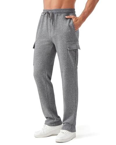 Image of Zylioo Mens Tall Size Cargo Sweatpants Cargo Joggers Extra Long Drawstring 33"/35" Inseam with Open Hem Work Pants