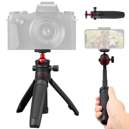 Image of Compact Travel Tripod Portable Mini Camera Tripod Extendable Desktop Holder with 1/4" Screw 360° Adjustable Ball Head for Sony ZV1/RX100 Leica Q2 Canon G7X Fujifilm X100V DJI Action Cameras