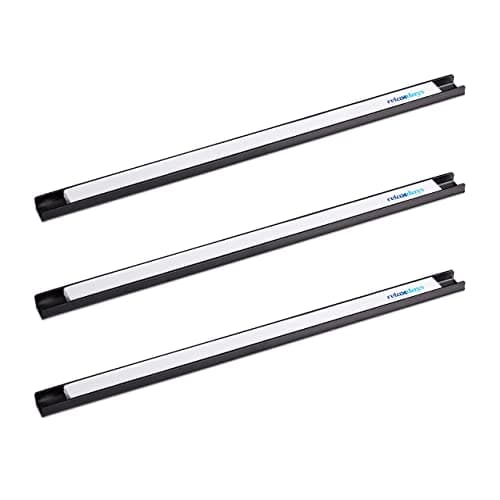 Image of Relaxdays Magnetic Rack, 3x Set, each 45 cm Long, Steel, Knife Holder for Tools, Garage Storage, Wall Mount, Black/White
