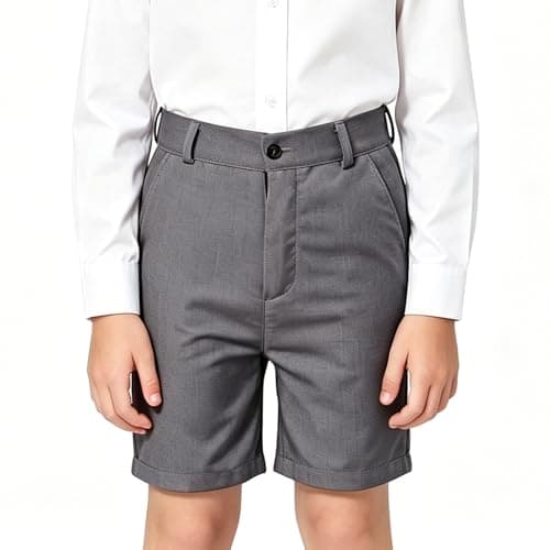 Image of SCCGKP Youth Boys Golf and Kids Dress School Uniform Shorts Adjustable Waist Wrinkle Lightweight Pants 3T-16Y (UK, Age, 15 Years, 16 Years, Regular, Gray)