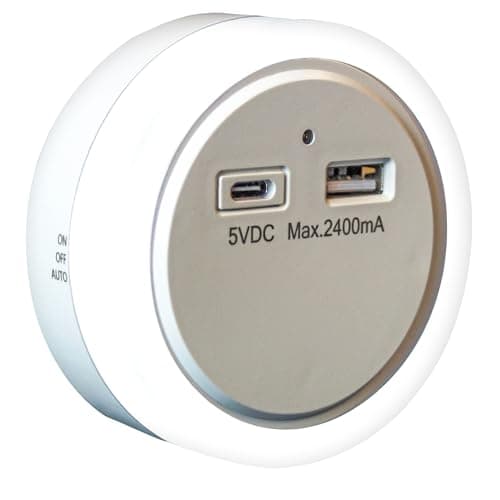 Image of Uni-Com Plug-in Night Light with Built-in USB-A & USB-C Charger, Dusk to Dawn Sensor, Energy Saving Long Life LEDs, Soft Light for Children’s Rooms, Bedrooms, Stairways & Hallways