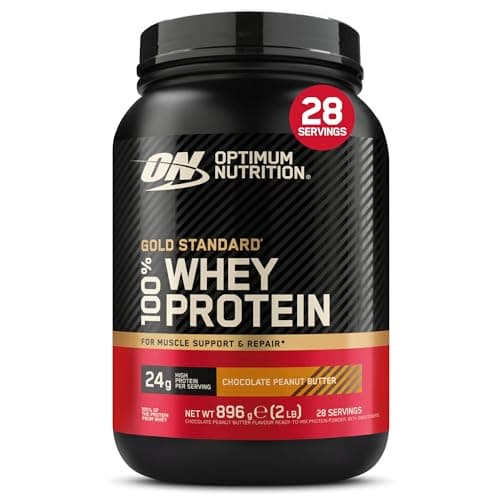 Image of Optimum Nutrition Gold Standard 100% Whey Protein, Muscle Building Powder With Naturally Occurring Glutamine and BCAA Amino Acids, Chocolate Peanut Butter Flavour, 28 Servings, 896 g